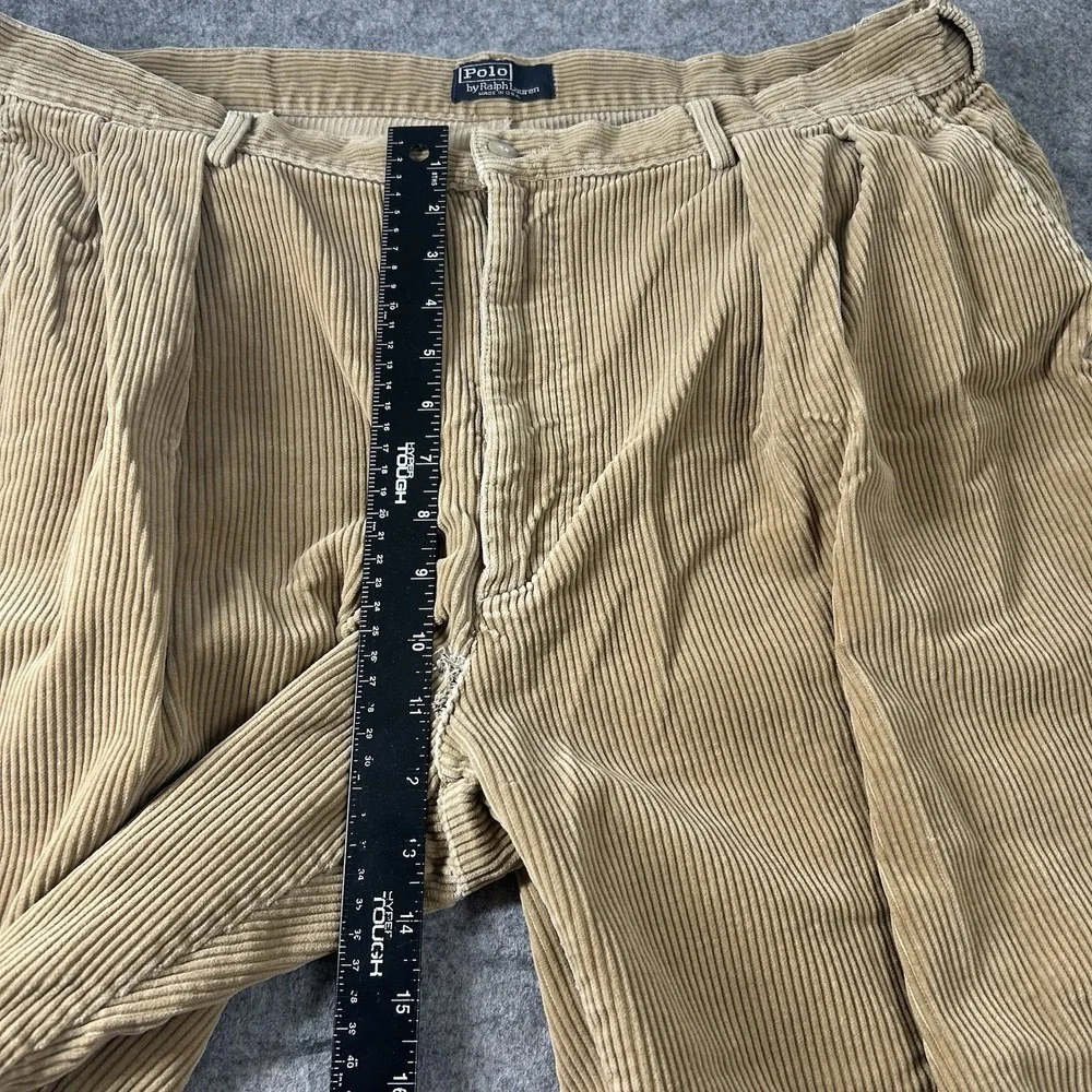 Vintage Polo Ralph Lauren Pants Mens 40x32 Corduroy Straight Leg Brown USA FLAW